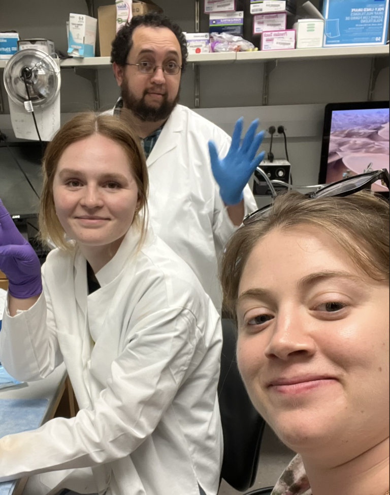 lab pic of anna, robert, and banu